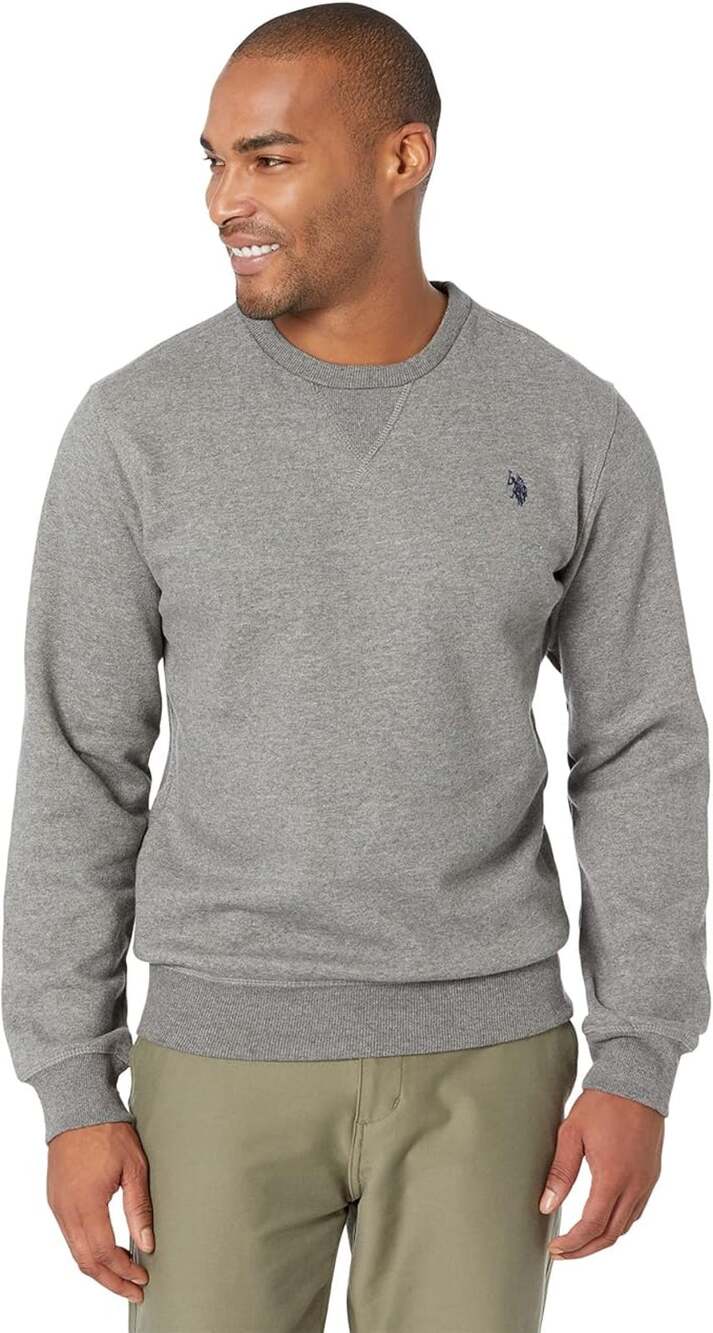 U.S. Polo Assn. Men's Large Gray Long Sleeve Fleece Crew Neck Sweatshirt R6-10